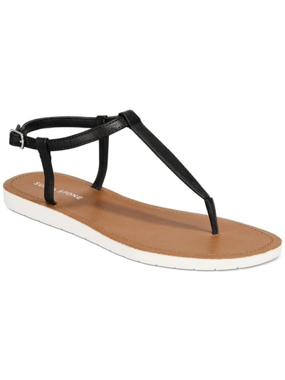SUN + STONE ROXXIE WOMENS FAUX LEATHER ANKLE STRAP FLATS 
