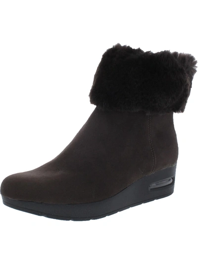 Shop Dkny Abri Womens Faux Suede Faux Fur Booties In Brown
