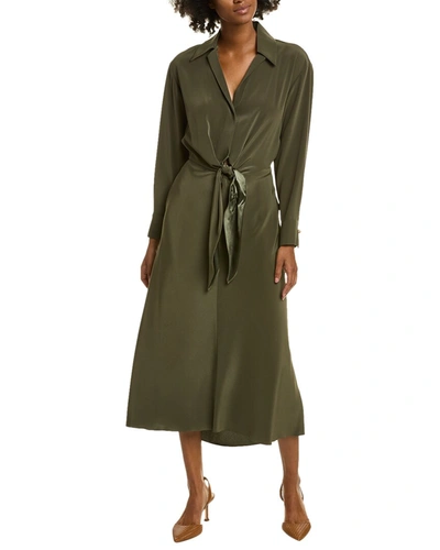 Shop Vince Draped Front Midi Dress In Green