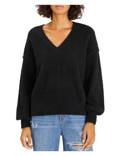 Shop Sanctuary Womens Chenille Pullover V-neck Sweater In Black