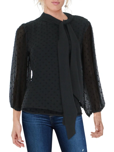 Shop Riley & Rae Womens Neck Tie Puff Sleeve Blouse In Black