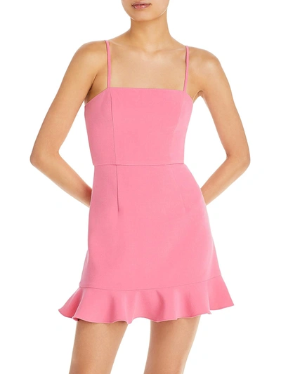 Shop French Connection Womens Flounce Sleevleess Mini Dress In Pink