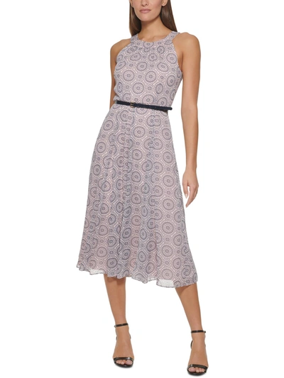 Shop Tommy Hilfiger Womens Printed Calf Midi Dress In Multi