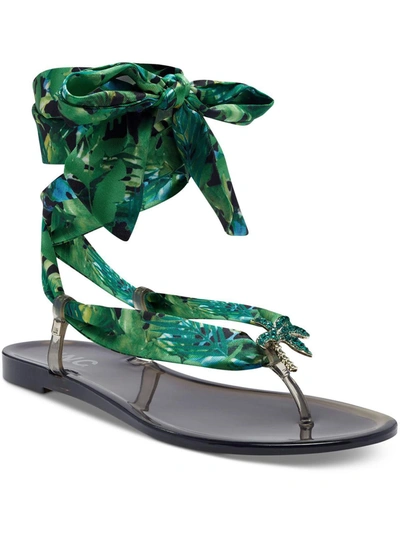 Inc Malana Womens Leopard Print Thong Jelly Sandals In Multi