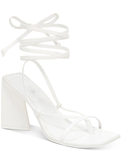 Shop Bar Iii Alana Womens Faux Leather Ankle Tie Slingback Sandals In White