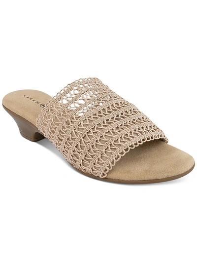 Shop Karen Scott Elsa Womens Open Toe Slip On Slide Sandals In Gold