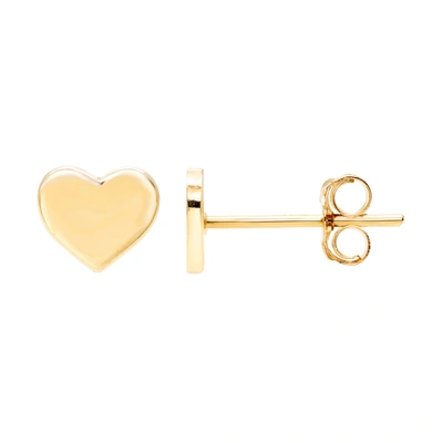 Ballstudz 14k Yellow Gold 5mm Dainty Heart Stud Earrings, With Pushback, Women's, Unisex In Gold