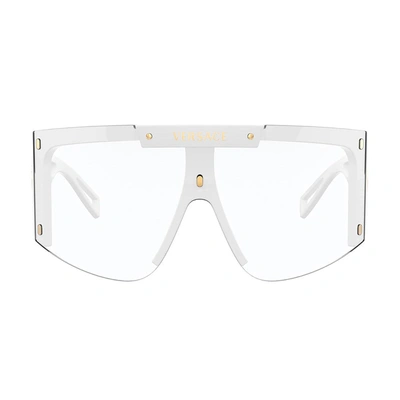 Shop Versace Ve 4393 401/1w Womens Shield Sunglasses In White