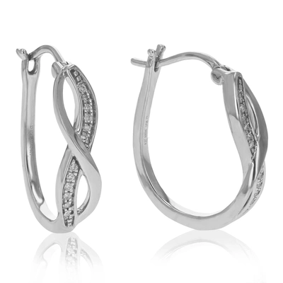 Vir Jewels 1/10 Cttw Round Cut Lab Grown Diamond Hoop Earrings In .925 Sterling Silver Prong Set 3/4 Inch In Silver