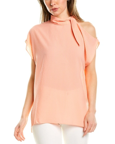 Shop Pearl By Lela Rose Sheer Check Top In Pink