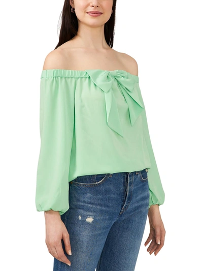 Shop Riley & Rae Maybelle Womens Off The Shoulder Bow Blouse In Green