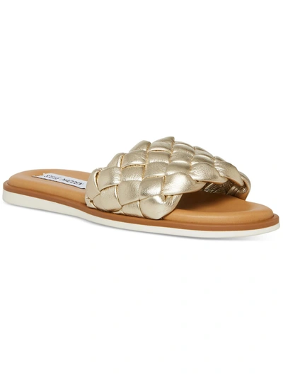 Shop Steve Madden Paislee Womens Braided Open Toe Slide Sandals In Gold