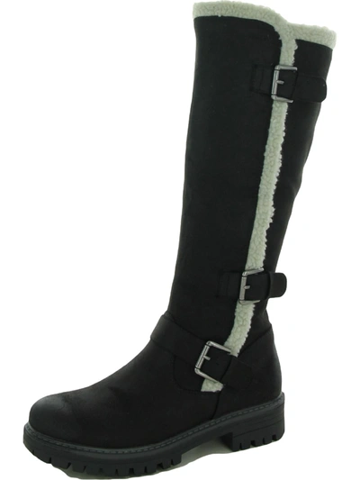 Cliffs By White Mountain Merritt Womens Microfiber Faux Fur Knee-high Boots In Black