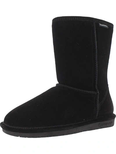 Shop Bearpaw Emma Short Wide Womens Suede Mid-calf Winter & Snow Boots In Black