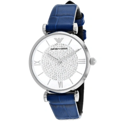 Shop Armani Collezioni Women's Silver Dial Watch In Blue
