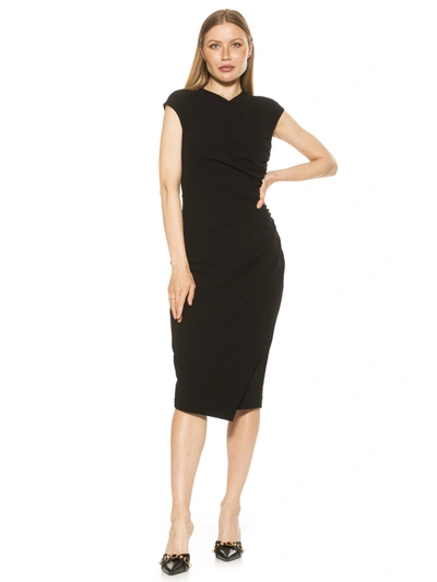 Alexia Admor Yoon Cap Sleeve Draped Sheath Dress In Black