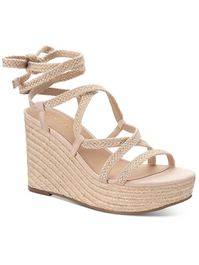 Sun + Stone Trinnie Womens Open Toe Casual Wedge Heels In White