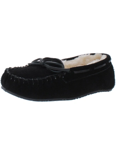 Minnetonka Karla Womens Leather Bow Moccasin Slippers In Multi