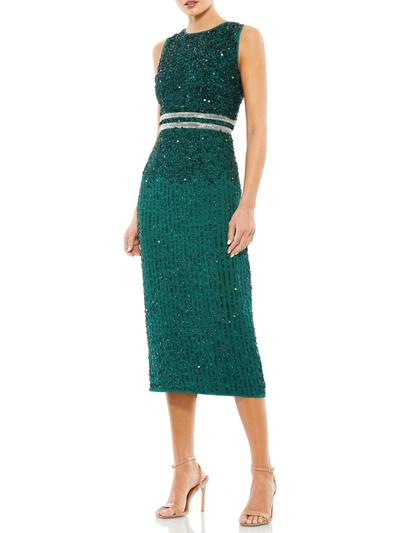 Shop Mac Duggal Womens Sequined High Neck Cocktail And Party Dress In Green