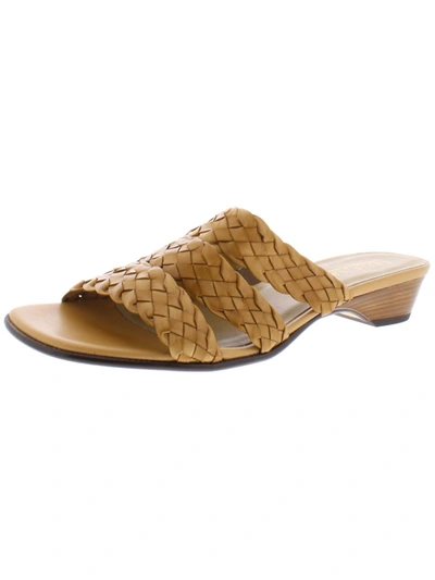 Shop David Tate Adagio Womens Leather Slide On Slide Sandals In Beige