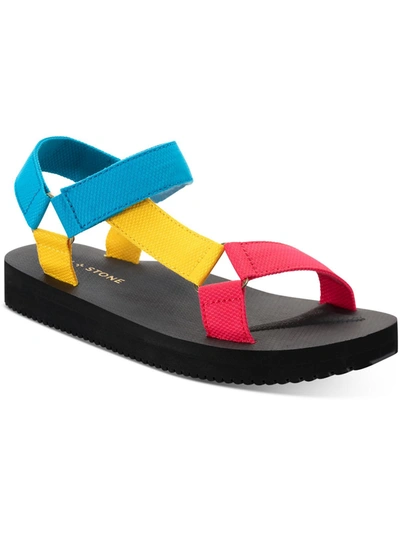 SUN + STONE TABBYY WOMENS MESH ADJUSTABLE STRAPS FLATFORM SANDALS 