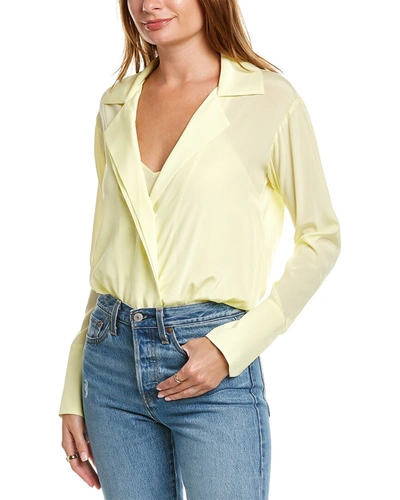 Shop A.l.c A. L.c. Diana Silk-blend Bodysuit In Yellow