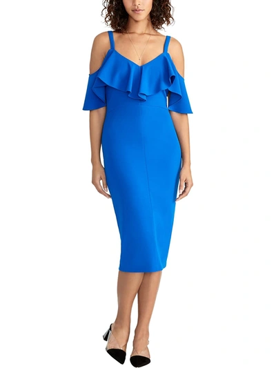 Shop Rachel Rachel Roy Marcella Womens Ruffled V-neck Sheath Dress In Blue