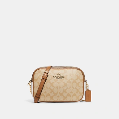 Shop Coach Outlet Jamie Camera Bag In Blocked Signature Canvas In Beige