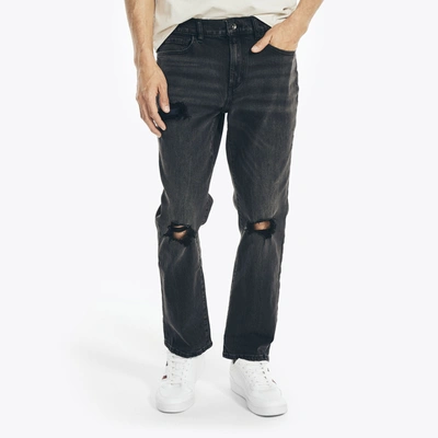 Shop Nautica Jeans Co. Distressed Straight Fit Denim In Grey