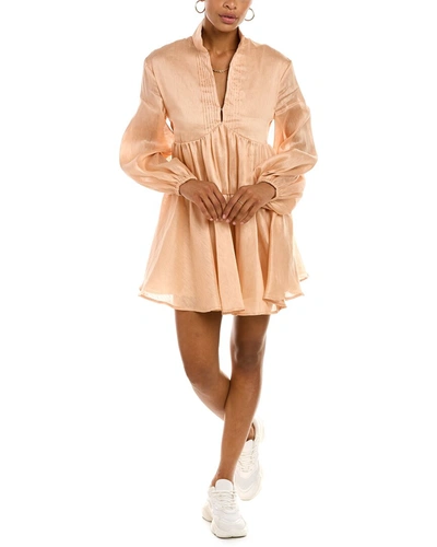 Shop C/meo Collective Collective Feel That Way Linen-blend Mini Dress In Brown