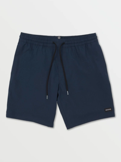 Shop Volcom Stones Hybrid Elastic Waist Shorts - Navy In Blue