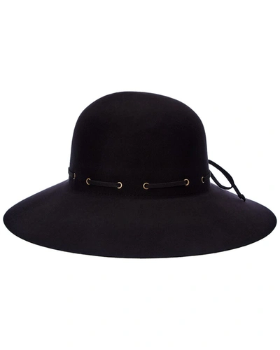Shop Bruno Magli Leather-trim Wool Felt Hat In Black