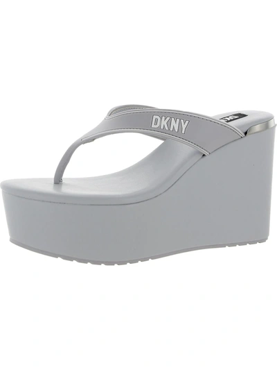 Shop Dkny Trina Womens Thong Sandals Wedge Heel Wedge Heels In Grey