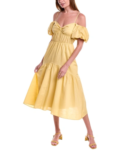 Shop Vince Tiered Midi Dress In Yellow