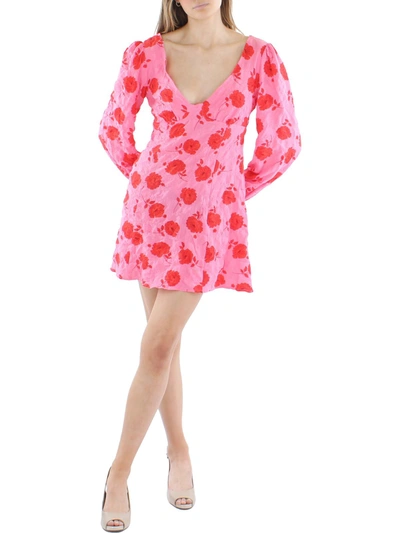 Shop Crystal Doll Juniors Womens Floral Puff Sleeve Mini Dress In Multi