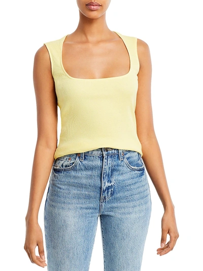 Shop Monrow Womens Ribbed Casual Tank Top In Yellow