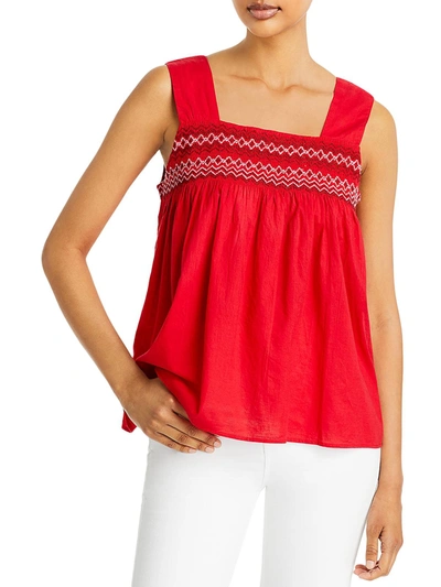Shop Bila Womens Cotton Smocked Tank Top In Red