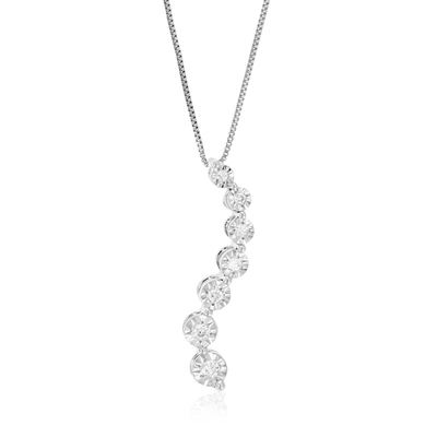 Vir Jewels 1/12 Cttw Round Cut 7 Stones Lab Grown Diamond Drop Pendant Necklace .925 Sterling Silver 1/10 Inch In Silver
