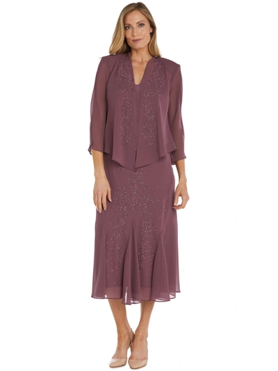 Shop R & M Richards Womens Chiffon Sleeveless Dress With Jacket In Purple