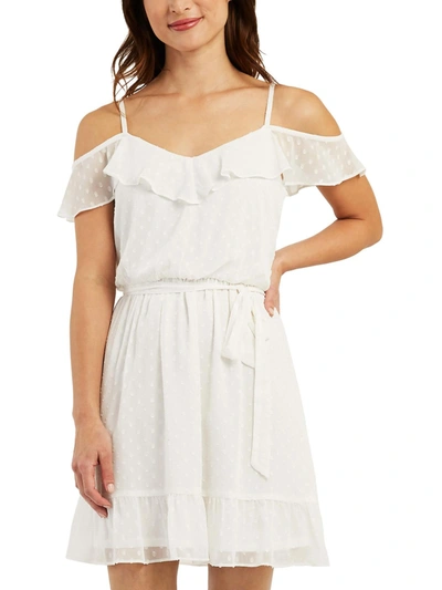 Shop Bcx Juniors Womens Clip-dot Short Mini Dress In White