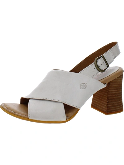 Born Tessa Womens Leather Peep-toe Slingback Sandals In White | ModeSens