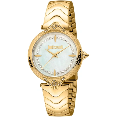 Shop Just Cavalli Women's Snake Mother Of Pearl Dial Watch In Gold