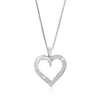 Vir Jewels 1/20 Cttw Round Cut 3 Stones Lab Grown Diamond Heart Pendant Necklace .925 Sterling Silver 1 Inch Wi In Silver