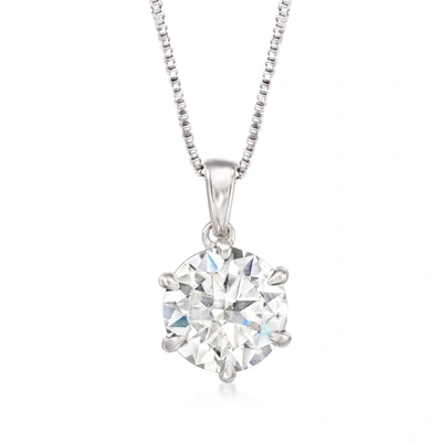 Ross-simons Moissanite Solitaire Necklace In Sterling Silver In Silver