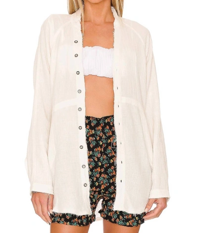 Shop Free People Summer Daydream Button Down Shirt In White