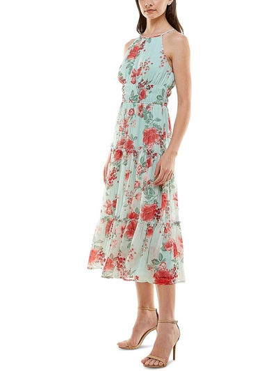 Shop Trixxi Juniors Womens Halter Floral Midi Dress In Multi