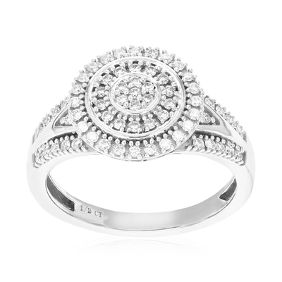 Vir Jewels 1/2 Cttw 67 Stones Round Cut Lab Grown Diamond Engagement Ring .925 Sterling Silver Prong Set In Silver