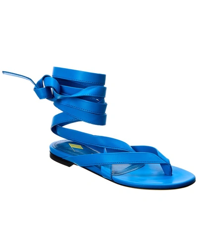 Shop Attico Beth Leather Sandal In Blue