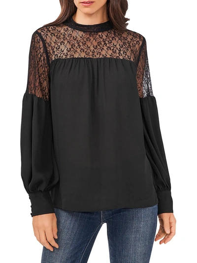 Shop Vince Camuto Womens Lace Dressy Blouse In Black