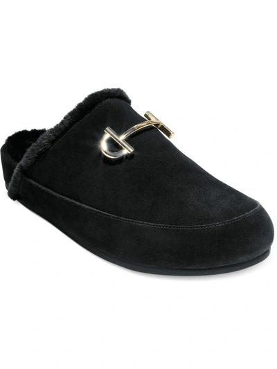 Shop Cole Haan Ada Womens Leather Faux Fur Slide Slippers In Black
